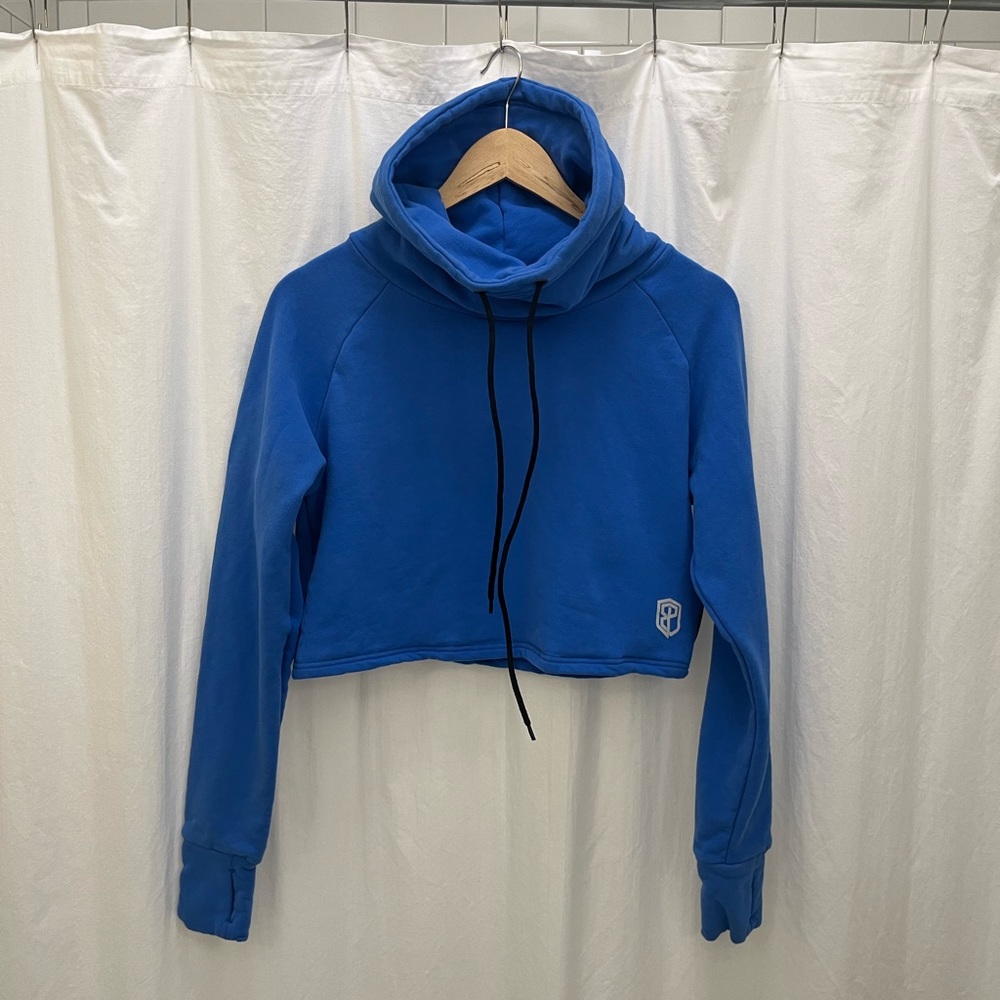 Born Primitive Cerulean Blue Crop Cowl Drawstring Sweatshirt